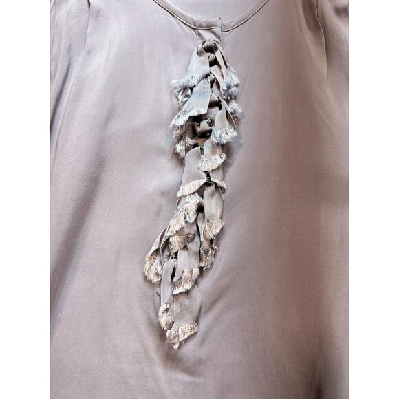 Gap Womens Long Sleeve Blouse Top Size M Mauve Ruffle Top Business Travel Chic - Picture 8 of 11